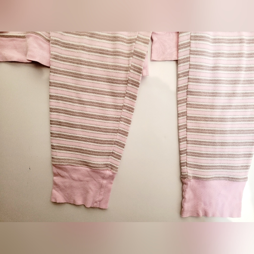 Victoria's Secret Thermal Stretch Cotton Striped Pink/Gray Women's Pajama Set L - Picture 13 of 16
